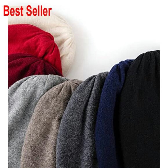 Double-Layered Merino Wool Beanie Ski Cap Winter Hat Unisex Classic